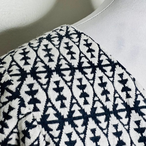 41 Hawthorn Dress MEDIUM Blue & White Short Sleeve Knit Fit & Flare V-Neck Zip - Picture 4 of 6